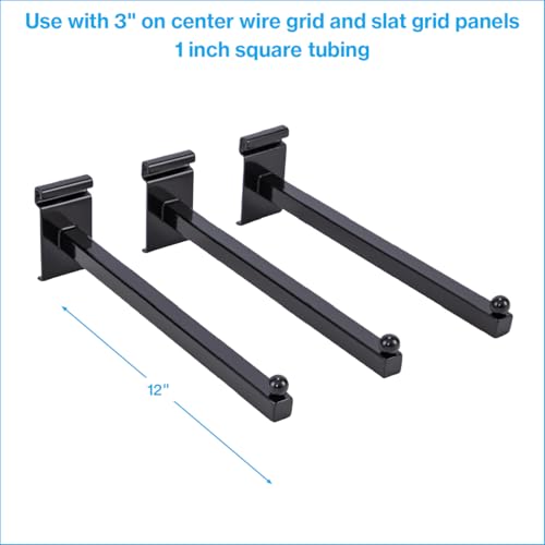SSWBasics 12 inch Straight Square Black Faceout for Wire Grid and Grid Wall