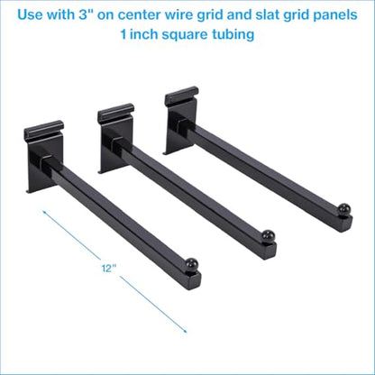 SSWBasics 12 inch Straight Square Black Faceout for Wire Grid and Grid Wall