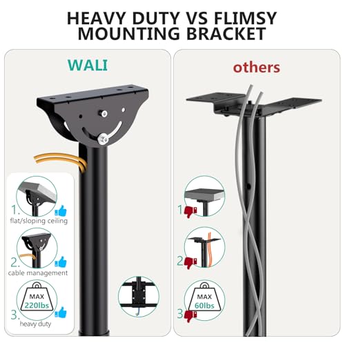 WALI Heavy Duty Ceiling TV Mount for 37-90 inch Large TVs, up to 220 lbs - color: Black (800x400mm), size: 2.5 feet