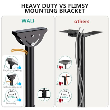 WALI Heavy Duty Ceiling TV Mount for 37-90 inch Large TVs, up to 220 lbs - color: Black (800x400mm), size: 2.5 feet