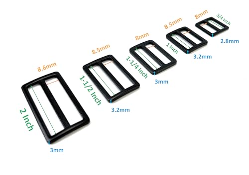 10 Pcs Metal Tri Glide Slides for Straps - color: Matte Black, size: 3/4''
