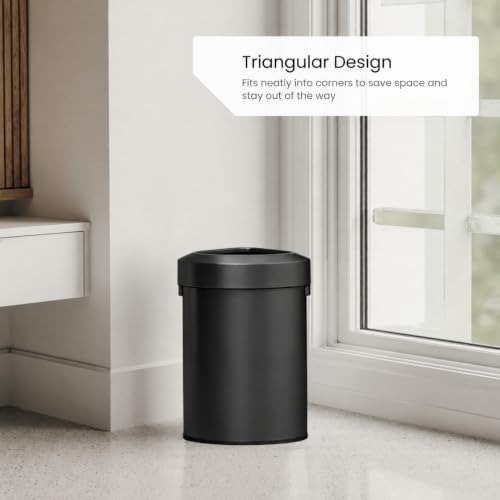 Home Zone Living 16 Gallon Commercial Trash Can with Removable Open Top Lid - color: Matte Black, size: Triangular