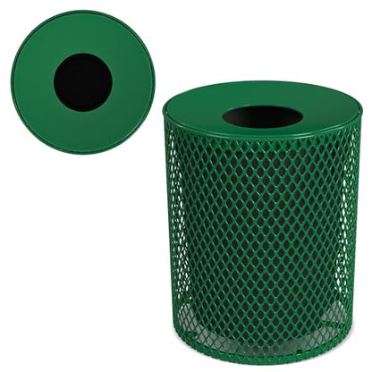 Leisure Craft 32 Gallon Commercial Outdoor Trash Can, Metal, Made in USA - color: Green