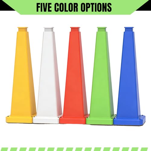 28 inch Green Safety Caution Cones Blank, Safety Road Cones Unprinted with Heavy Rubber Weighted Base for DIY Custom Messaging Hazard Warning (6 Pack) - color: BLANK/GREEN, size: 28 inch