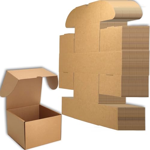 6x6x4 Shipping Boxes Set of 25, Brown Mailer Corrugated Cardboard Box - color: Brown, size: 6"x6"x4"/25-pack
