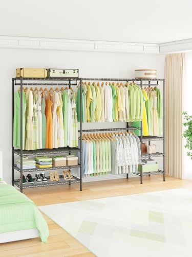 Ulif E11 Heavy-Duty Garment Rack, Metal Clothes Rack, Load 1034lbs, Black - color: Black
