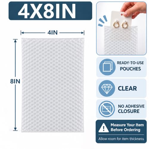 100PCS 4x8" Clear Bubble Pouches Wrap,Double Wall Cushioned Wrap,Shockproof - size: 100PCS 4x8"