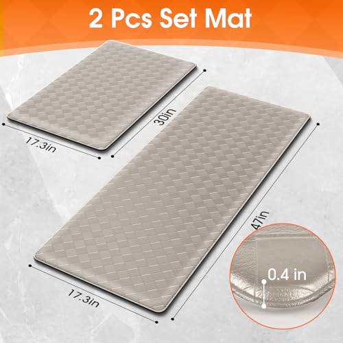 TranquilRelax 2-Piece Kitchen Mats, Cushioned Non-Slip Floor Mats, Taupe - color: Taupe, size: 2-Piece | 30"+47" | Standard