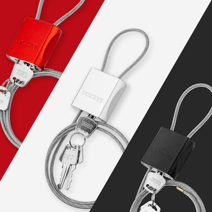 Adjustable Cable Locks with 6 Same Keys, 3.28ft (1m), 3-Pack, Red - color: red | 3pack-L 3.28ft(1m)-6 same keys | D 1/6in(4mm)