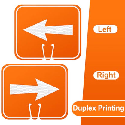 Geetery 6 Pcs 10.4" x 12.6" Reversible Traffic Cone Signs with High Intensity Reflective Arrows, Left and Right Directional Warning Cones for Road Construction, Parking Lot, Barricade