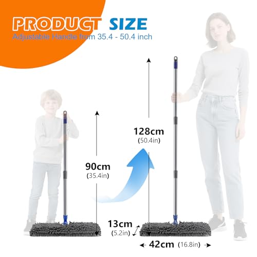 Masthome Flip Microfiber Mop, Wet Dry Dust Mop with Adjustable Handle - color: Blue Flip