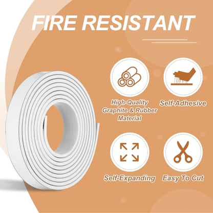 Smoke Fire Seal Strip 9.8Ft 30mm/1.18" Wx 5mm/0.2" T White - color: White, size: 9.8FT x 30mm / 1.18" W x 5mm / 0.2" T