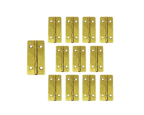 QCAA Solid Brass 180 Degree Wooden Jewery Box Hinge, Cabinet Closet Hinge, 50mm x 24mm, Vibrated Brass, Made in Taiwan, 6 Pair (12 PCS) - color: Vibrated Brass, size: 50mm - 12 Pack
