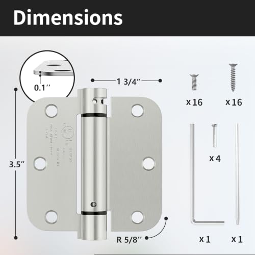 2 Pack Self Closing Door Hinges 3.5 Inch, Spring Hinges Self Closing - size: 3.5" 2 Pack