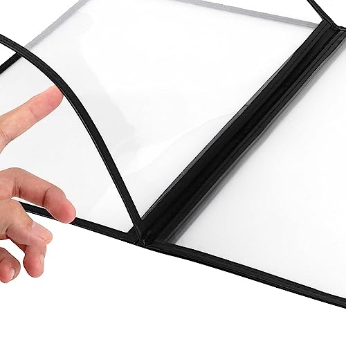 JAPCHET 4 Pack 8.5 X 11 Inch Menu Covers, Restaurant Menu Holder Covers 4 Page 8 View Menu Book Clear Plastic Menu Sleeves with Leather Edge Menu Covers for Restaurants, Hotels and Bars, A4 Size - color: Black, size: 4 Pack 4 Page