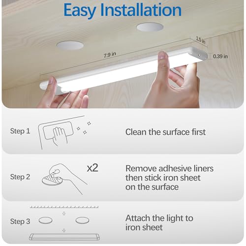 5-Pack Motion Sensor Under Cabinet Light, 3CCT, 7.9 inch - color: White, size: 7.9 inch