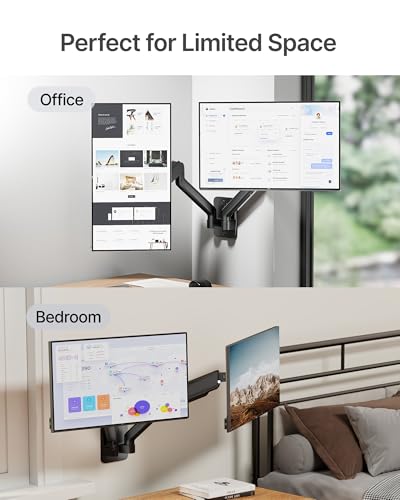 monTEK Dual Monitor Wall Mount, Full Motion Spring Arm for 17-32" Screen - style: Dual Arms