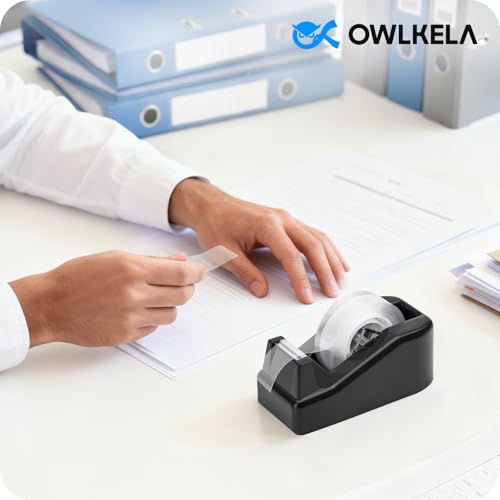 OWLKELA Lightweight Desktop Tape Dispenser, Black, 1 Pack - color: Black, size: 1 Pcs