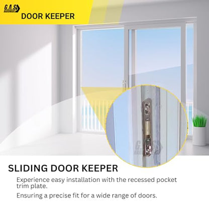 Sliding Door Mortise Lock and Trim Plate Keeper | 1" Wide Mortise Lock and Two Keepers with 5-1/4" Screw Holes with 45 Degree Keyway | Fix and Repair Patio Glass Door Latch Lock Set - size: Mortise Lock with Trimplate/Keepers