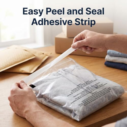 13” X 15” (200 Count) Self Seal Clear Poly Bags with Suffocation Warning - size: 13" x 15"