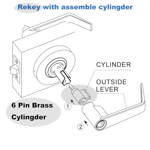 Hospital Storeroom Door Handle Lock Set with Satin Chrome 26D Finish and Heavy Duty Grade 2 Handle Lever,GRD2-74ST-1P - size: STOREROOM（2-3/4 IN Backset)