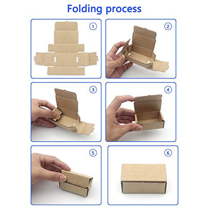 Ellbest 50Pcs 2.8x1.6x1.1" Kraft Cardboard Boxes, Brown - size: 2.8 x 1.6 x 1.1 inches