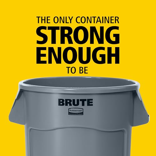 Rubbermaid Commercial Products BRUTE Heavy-Duty Round Trash/Garbage Can with Venting Channels, 55-Gallon, Blue, Waste Container for Landscapers/Construction/Restaurants/Offices/Warehouses - color: Blue, size: 55 Gallon