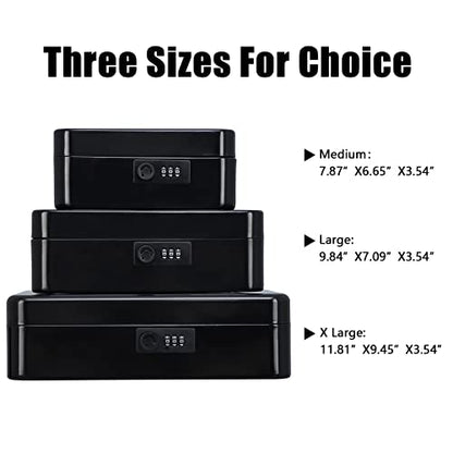 KYODOLED Large Cash Box with Combination Lock Safe Metal Money Box with Money Tray for Security Lock Box 9.84"x 7.87"x 3.54" Black - color: Black (Pack of 1), size: Large