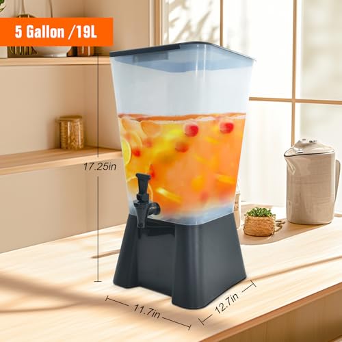 Hakka 5 Gallon Beverage Dispenser, Commercial Drink Dispenser for Parties 19L Plastic Juice Dispenser with Stand and Spigot Catering Supplies for Buffets, Restaurants - size: 5 Gallon