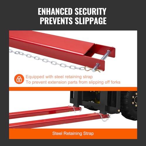 VEVOR Forklift Extensions, 72 Inch Fork Extensions 4.5 Inch Width, 1 Pair Heavy Duty Fork Extensions with Pins for Forklifts Truck - size: ‎72 x 4.5 Inch