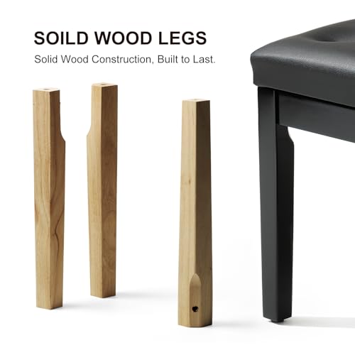 Adjustable Height Piano Bench, Wooden Piano Stool with Waterproof Padded Cushion, Bench Seat for Vanity, Bedroom, Living Room, Black - color: Single-black