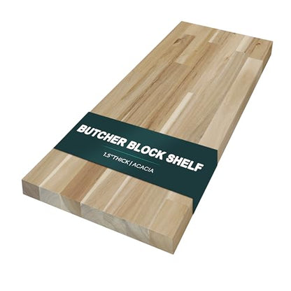 Howizz Acacia Butcher Block Shelf 12 x 24 x 1.5 Inches, Unfinished Solid Wood Countertop Shelf Board, Wooden Plank Board - color: Acacia - Finger Joint - Natural - Unfinished, size: 24"L x 12"W x 1.5"Th