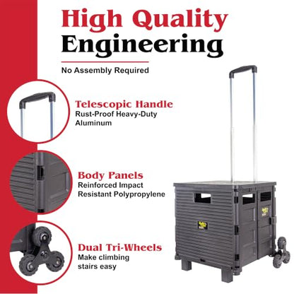 dbest Products Quik Cart Elite Stair Climber Rolling Crate - Black - color: Black, style: Elite Stair Climber