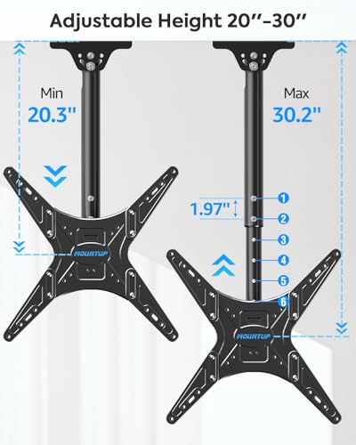 MOUNTUP Outdoor Ceiling TV Mount for 26"- 65" TVs, Waterproof & Rustproof Outside Ceiling Mount with Stainless Steel Hardware, Heavy Duty 99lbs Full Motion Bracket for Patio/Gazebo, Max VESA 400x400mm - size: Height 30.2'', Outdoor