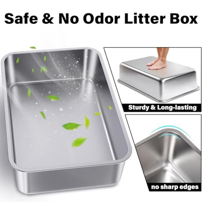 Stainless Steel Litter Box with Lid XXXXL,Metal Cat Litter Box - color: XXXL-lid-15.7"H