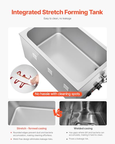 VEVOR Commercial Food Warmer, 1200W Electric Stainless Steel Steam Food Warmer, Fast Heating Countertop Buffet Bain Marie with Detachable Power Cord, for Catering, Restaurants, Parties & Buffets - size: 3*1/3Pan;20CM Depth