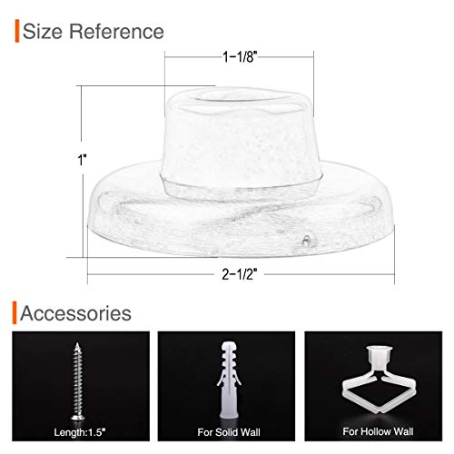 Concave Wall Door Bumper Stop Brushed Satin Nickel – 2-1/2” Outside Diameter Stainless Steel Cover with 1-1/8” Gray Rubber Bumper – Easy to Install with Screw - color: Concave-Satin Nickel, size: 1 Pack