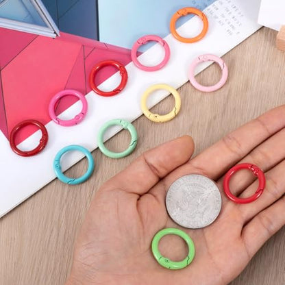 HINZIC Metal Spring O Rings, Round Colorful Keychain Snap Clip - color: mixed color,10pcs,25mm