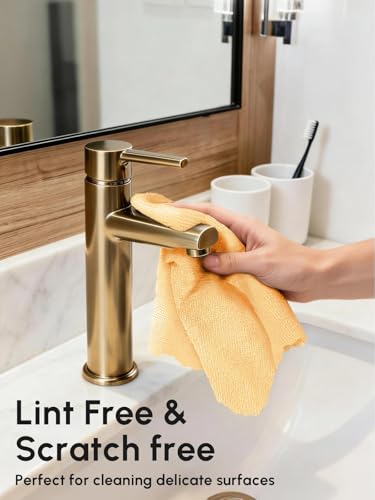 Microfiber Cleaning Cloths Roll 75 Pack 12x12 Inch Lint Free - color: Orange