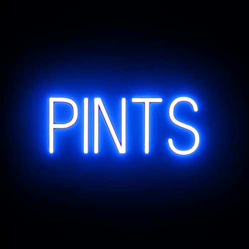 SpellBrite LED Neon PINTS Sign for Business - Blue, 18" x 6" - color: Blue, size: PINTS (18"x6.3")