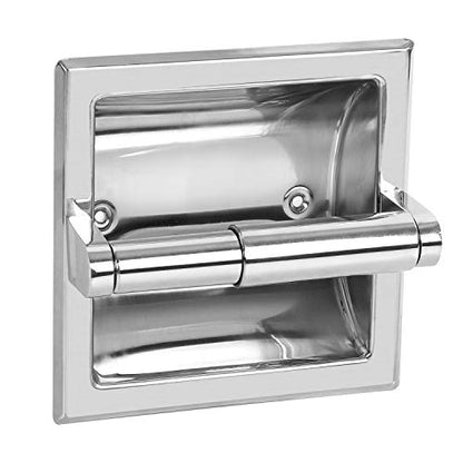 KEILEOHO Recessed Toilet Paper Holder, Wall Mounted Stainless Steel Tissue Roll Holder, in-Wall Insert Tissue with Mounting Bracket for Bathroom, Space Saving, Easy Installation