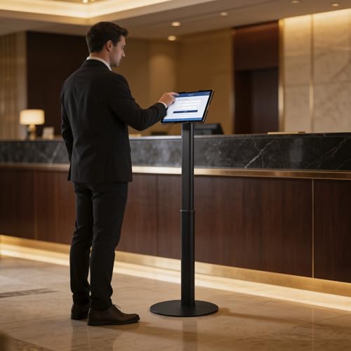 Mount-It! Anti-Theft Universal Tablet Floor Kiosk, Height Adjustable, Black - color: Black