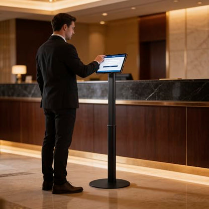 Mount-It! Anti-Theft Universal Tablet Floor Kiosk, Height Adjustable, Black - color: Black