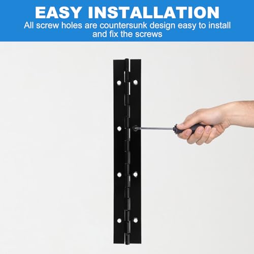 16 PCS 8 Inch Piano Hinge Heavy Duty, 0.04" Thickness Folding Continuous Hinge, Black Metal Piano Hinges for Cabinets, Doors, Window (1.2" Open Width)