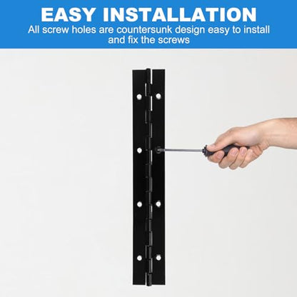 16 PCS 8 Inch Piano Hinge Heavy Duty, 0.04" Thickness Folding Continuous Hinge, Black Metal Piano Hinges for Cabinets, Doors, Window (1.2" Open Width)