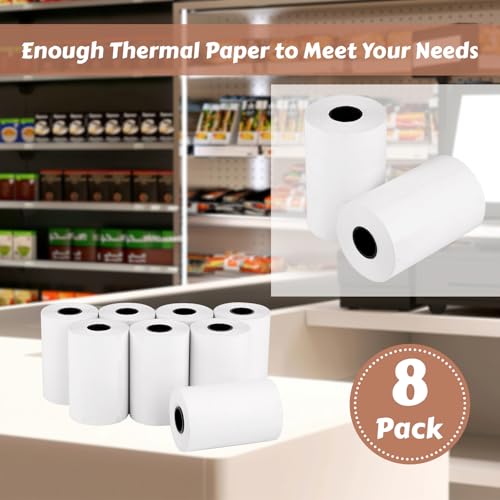 8 Rolls 2 1/4" x 55' Thermal Receipt Paper, Credit Card Machine Paper Roll
