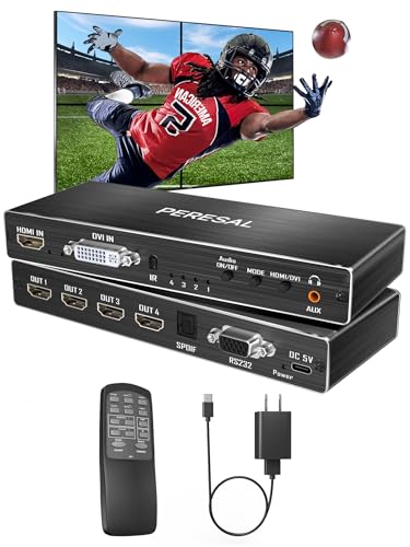 4 Channel Video Wall Controller 2x2 1x4 HDMI DVI VGA USB Video Processor with Control for 4 TV Splicing,Support 4K and 180 Degree Rotate