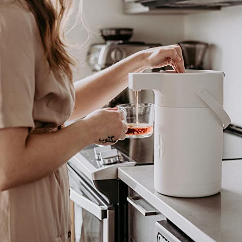 Airpot Coffee Dispenser with Pump, 85 OZ Stainless Steel Coffee Carafe - color: White