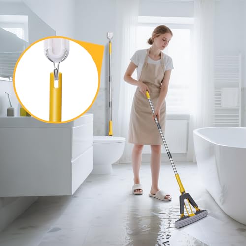 Masthome PVA Sponge Mops for Floor Cleaning with 3 Squeeze Mop Heads - color: Yellow