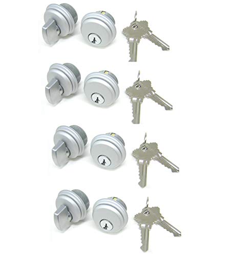 Pacific Doorware Storefront Door Mortise Lock Cylinder & Thumbturn, 4 Pack - color: Aluminum Silver, size: 4 Pack, style: Keyed & Thumbturn